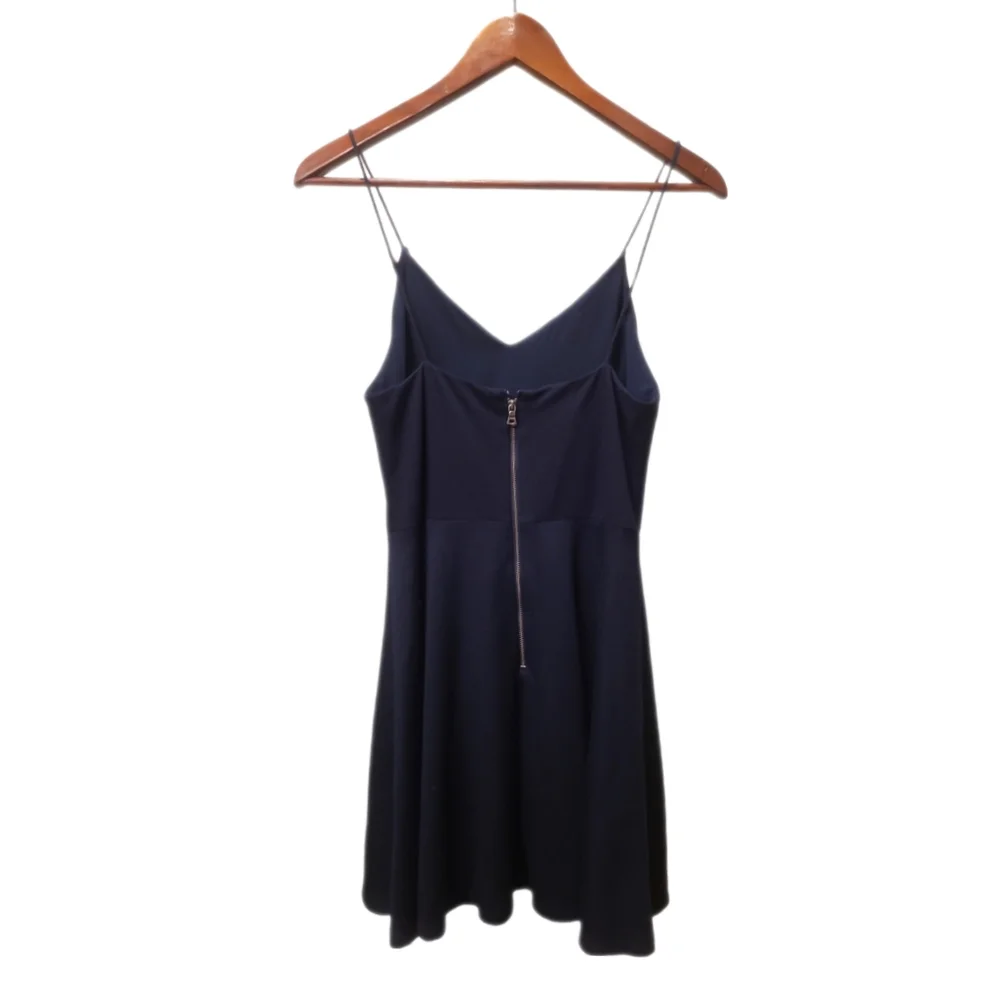 ALICE + OLIVIA | Dark Blue Flared Spaghetti Strap Mini Dress in Size 2 - Picture 4 of 7